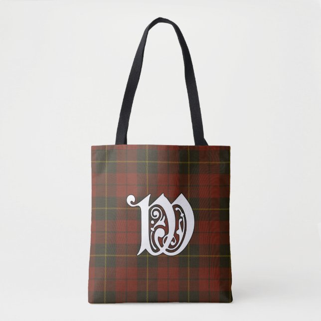 Wallace Clan Tartan Monogram Tote Bag (Front)