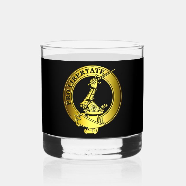 Wallace Gold Clan Badge  Whiskey Glass (Back)