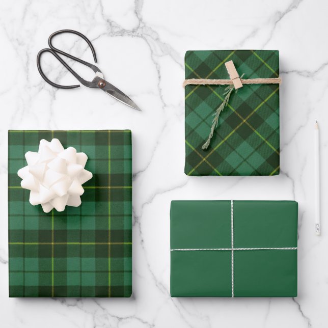 Wallace Green Scottish Clan Tartan  Wrapping Paper Sheet (Front)