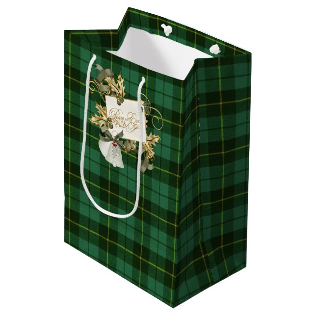 Wallace Hunting Ancient Original Scottish Tartan Medium Gift Bag (Front Angled)