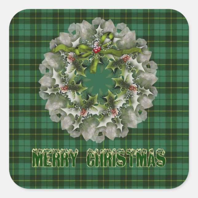 Wallace Hunting Scottish Tartan Square Sticker (Front)