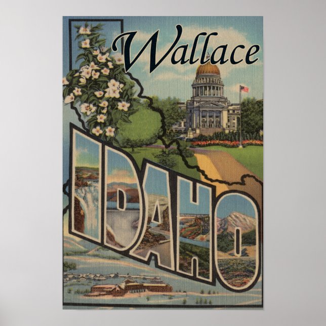 Wallace, Idaho - Large Letter Scenes Poster (Front)