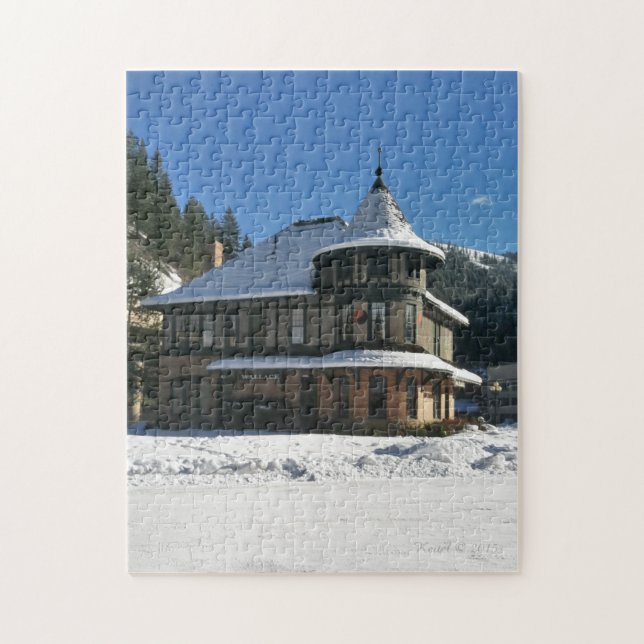 Wallace Idaho Train Depot in Winter Jigsaw Puzzle (Vertical)