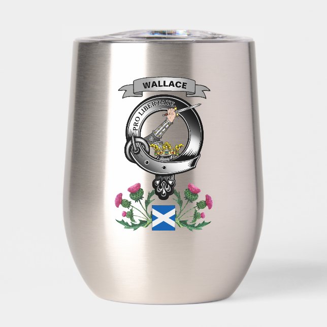 Wallace Personalised Clan Badge & Tartan Bagpipes (Front)