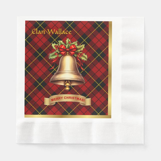 Wallace Personalised Tartan Christmas Napkin (Front)