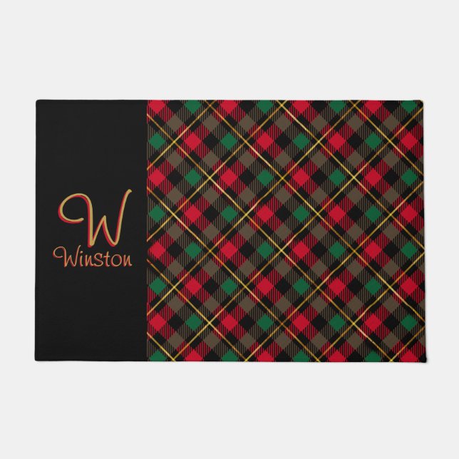 Wallace Red Plaid Doormat (Front)