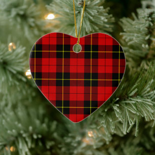 Wallace Red Tartan Ceramic Tree Decoration