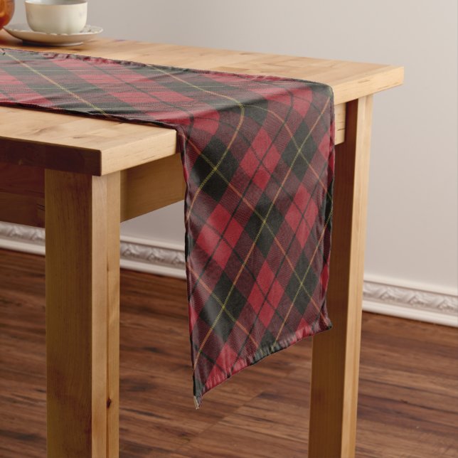 Wallace Red Weathered Original Scottish Tartan Medium Table Runner (In Situ)