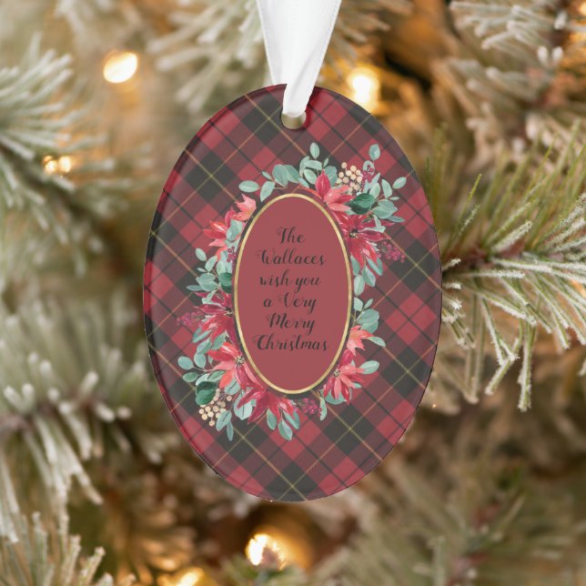 Wallace Red Weathered  Scottish Tartan Christmas Ornament (Tree)