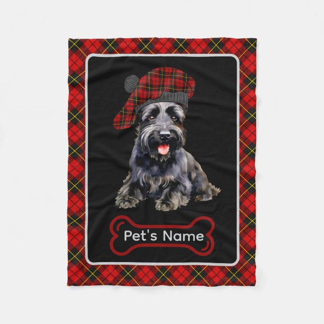 Wallace Scottie Dog Tartan Personalised  Fleece Blanket (Front)