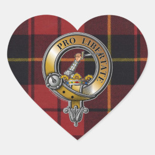 Wallace Tartan & Badge Heart Sticker