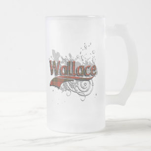 Wallace Tartan Grunge Frosted Glass Beer Mug