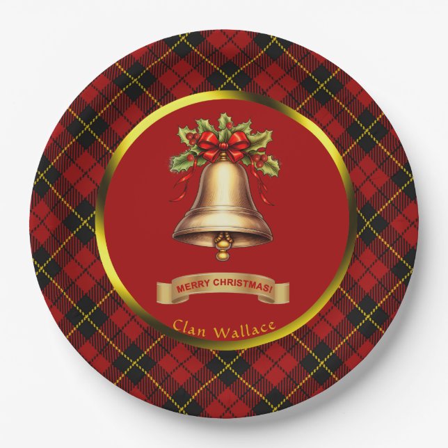 Wallace Tartan Personalised Christmas Paper Plate (Front)