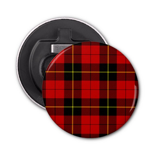 Wallace tartan red black plaid bottle opener (Front)