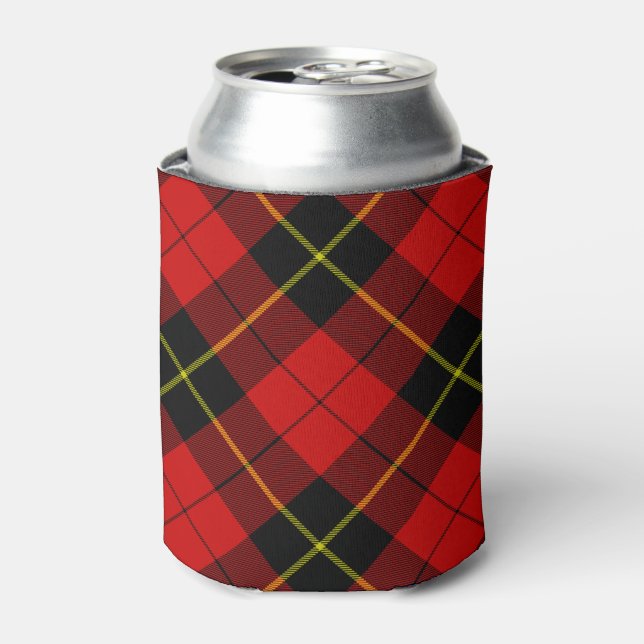 Wallace tartan red black plaid can cooler (Can Front)