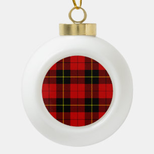 Wallace tartan red black plaid ceramic ball christmas ornament
