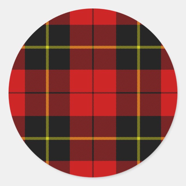 Wallace tartan red black plaid classic round sticker (Front)