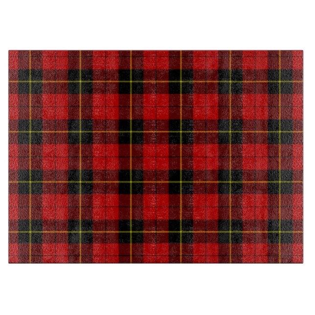 Wallace tartan red black plaid cutting board (Front)