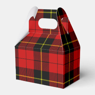 Wallace tartan red black plaid favour box