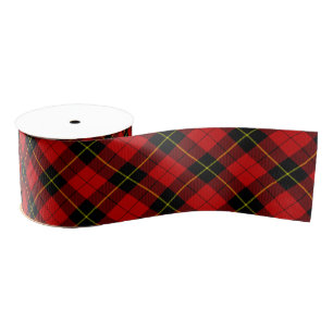 Wallace tartan red black plaid grosgrain ribbon