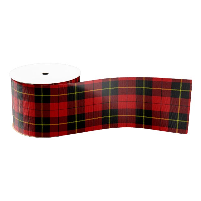 Wallace tartan red black plaid grosgrain ribbon (Spool)