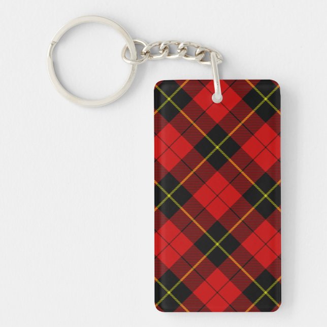 Wallace tartan red black plaid key ring (Front)