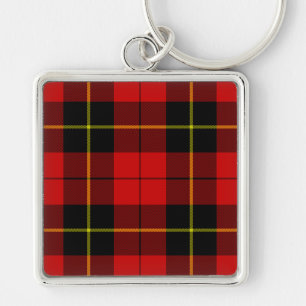 Wallace tartan red black plaid key ring