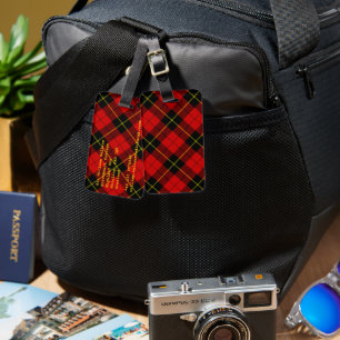 Wallace tartan red black plaid luggage tag