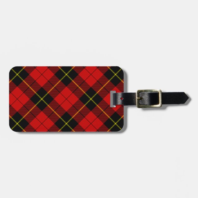 Wallace tartan red black plaid luggage tag (Front Horizontal)