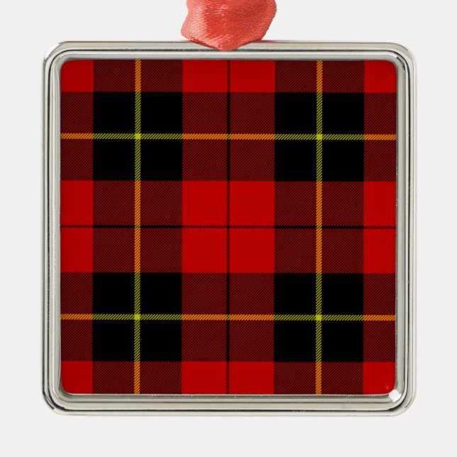Wallace tartan red black plaid metal tree decoration (Front)