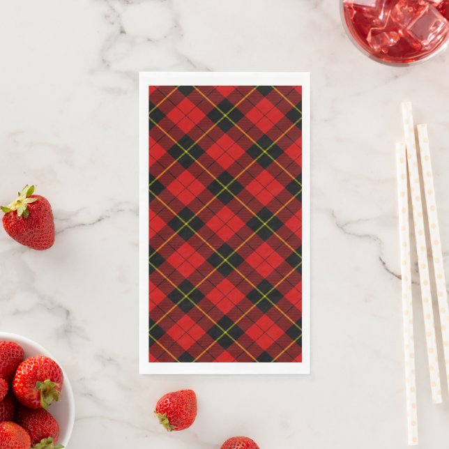 Wallace tartan red black plaid napkin (Insitu)