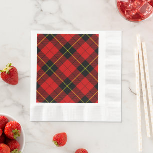 Wallace tartan red black plaid napkin