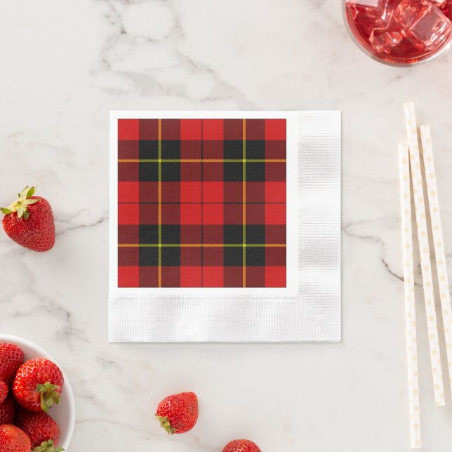 Wallace tartan red black plaid napkin (Insitu)