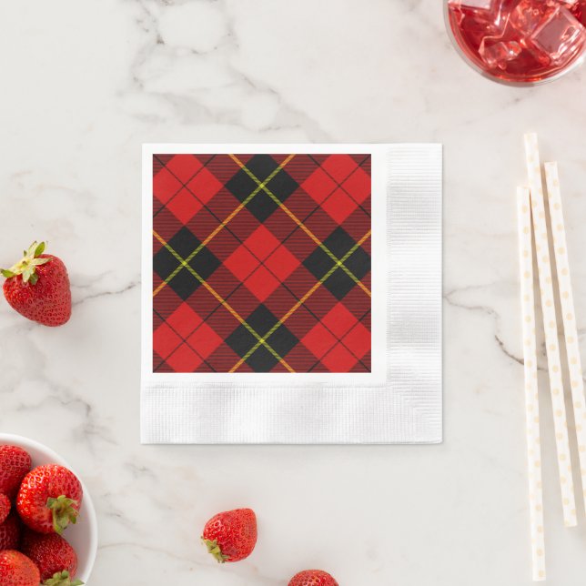 Wallace tartan red black plaid napkin (Insitu)