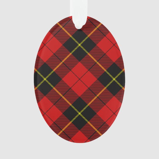 Wallace tartan red black plaid ornament (Front)