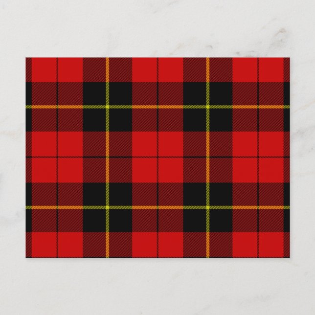 Wallace tartan red black plaid postcard (Front)