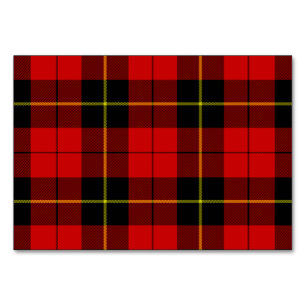 Wallace tartan red black plaid table number