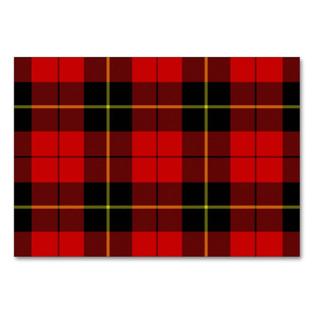 Wallace tartan red black plaid table number (Front)