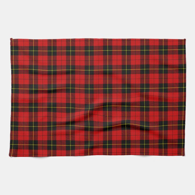 Wallace tartan red black plaid tea towel (Horizontal)