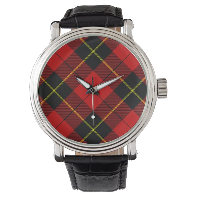 Wallace tartan red black plaid watch (Front)