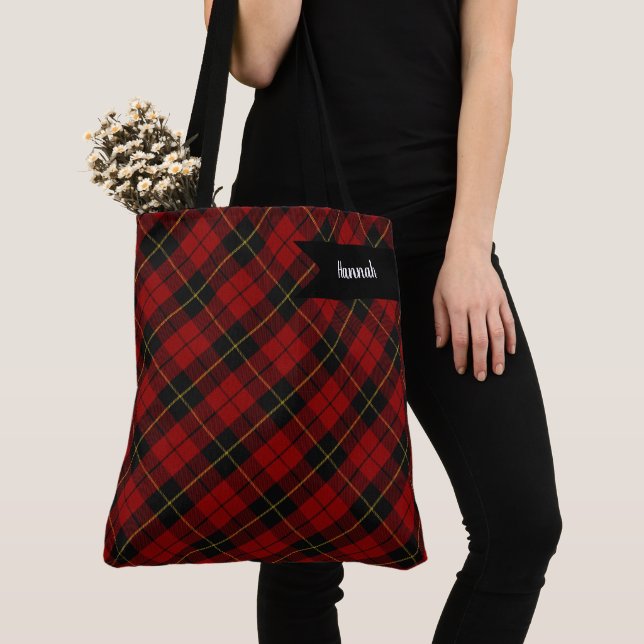 Wallace Tartan Scottish Clan Plaid Pattern Tote Bag (Close Up)