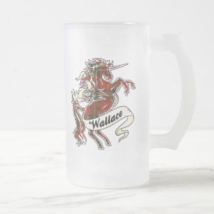 Wallace Tartan Unicorn Frosted Glass Beer Mug