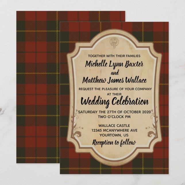 Wallace Tartan Wedding Invitation (Front/Back)