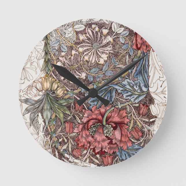 WALLCLOCK : WILLIAM MORRIS :  HONEYSUCKLE + TULIP (Front)