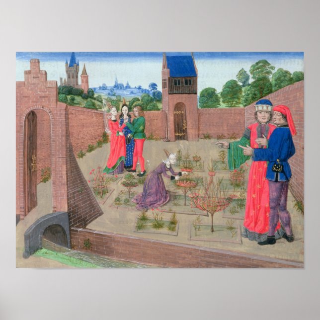 Walled garden with a woman gardening poster (Front)