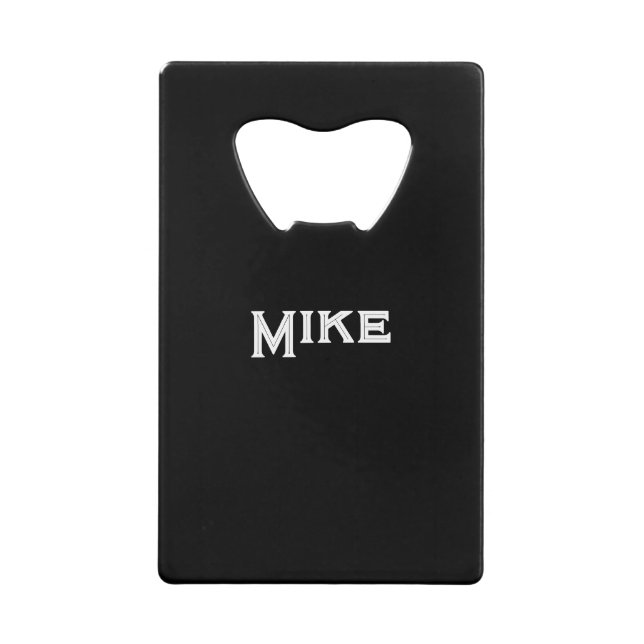 Wallet Personalise Name Bottle Opener Black (Front)