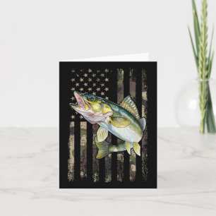 Walleye Camo American Flag  Card