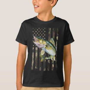 Walleye Camo American Flag T-Shirt