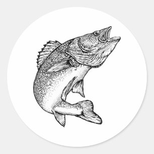 Walleye Fish Classic Round Sticker