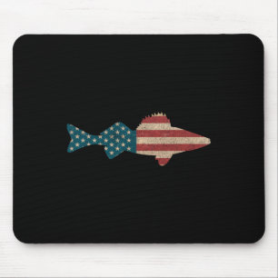Walleye Fishing American Flag Sauger Angling  Mouse Mat